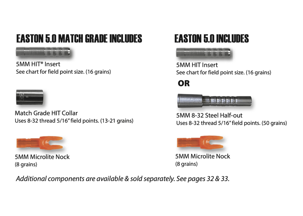 Easton 5.0 Arrows - One Dozen Shafts